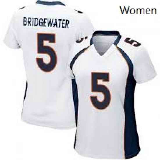 Women Nike Denver Broncos #5 Teddy Bridgewater White Vapor Untouchable Limited Jersey->women nfl jersey->Women Jersey