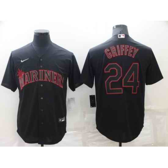 Men's Seattle Mariners #24 Ken Griffey Black Shadow Cool Base Stitched Jersey->san diego padres->MLB Jersey