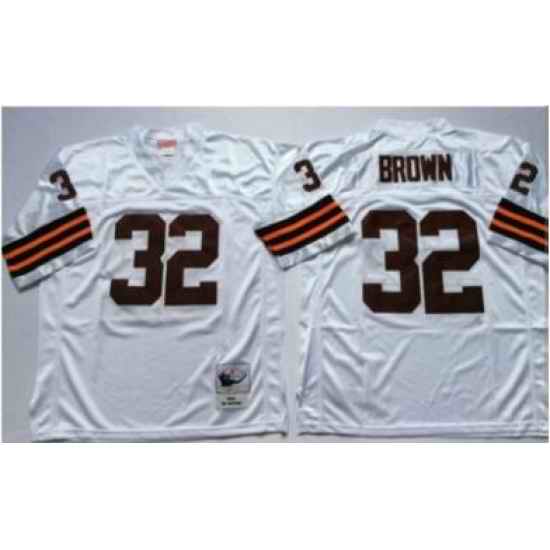 Men Cleveland Browns Custom White Jersey Throwback->customized nfl jersey->Custom Jersey