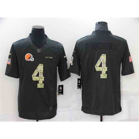 Men Cleveland Browns #4 Deshaun Watson Black Salute To Service Limited Stitched Jersey->cleveland browns->NFL Jersey