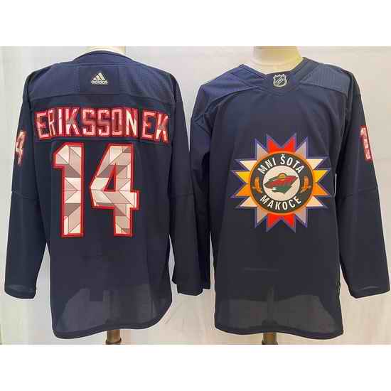 Men Minnesota Wild #14 Joel Eriksson Ek Navy 2022 Adidas jersey->minnesota wild->NHL Jersey