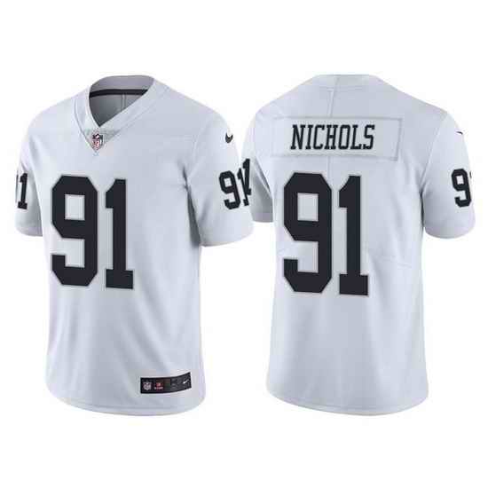 Men Las Vegas Raiders #91 Bilal Nichols White Vapor Limited Stitched Jersey