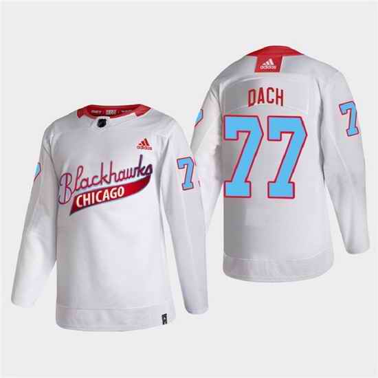 Men Chicago Blackhawks #77 Kirby Dach 2022 Community Night White Stitched jersey->chicago blackhawks->NHL Jersey