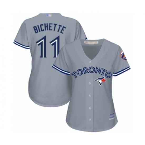 Women's Toronto Blue Jays #11 Bo Bichette Authentic Grey Road Baseball Player Jersey->women mlb jersey->Women Jersey