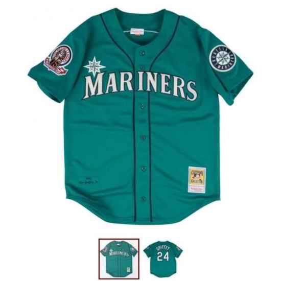 Men Seattle Mariners Ken Griffey Jr #24 MItchell Ness Stitched Jersey->seattle mariners->MLB Jersey