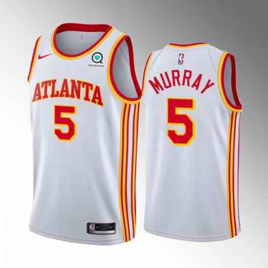 Men Atlanta Hawks #5 Dejounte Murray White Stitched Jersey->atlanta hawks->NBA Jersey