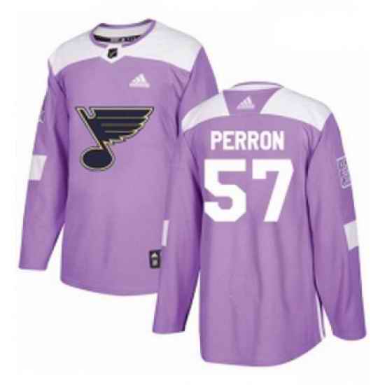 Youth Adidas St Louis Blues #57 David Perron Authentic Purple Fights Cancer Practice NHL Jersey->youth nhl jersey->Youth Jersey