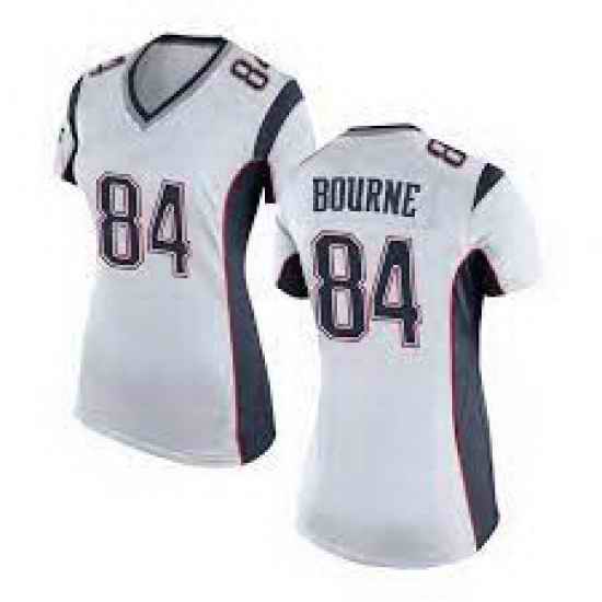 Women New England Patriots Kendrick Bourne #84 White Stitched NFL Jersey->women nfl jersey->Women Jersey