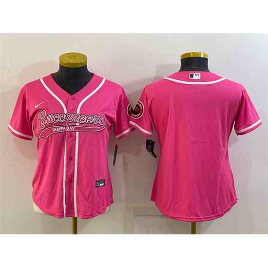 Women Tampa Bay Buccaneers Blank Pink With Patch Cool Base Stitched Baseball Jersey->women nfl jersey->Women Jersey
