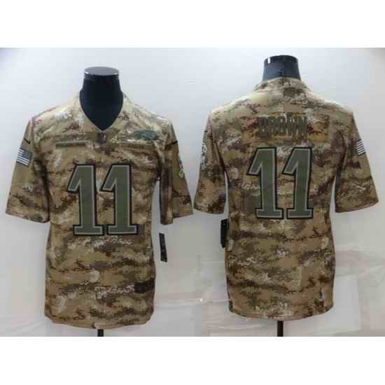 Men Philadelphia Eagles #11 A J Brown Camo Salute To Service Limited Stitched jersey->new york jets->NFL Jersey