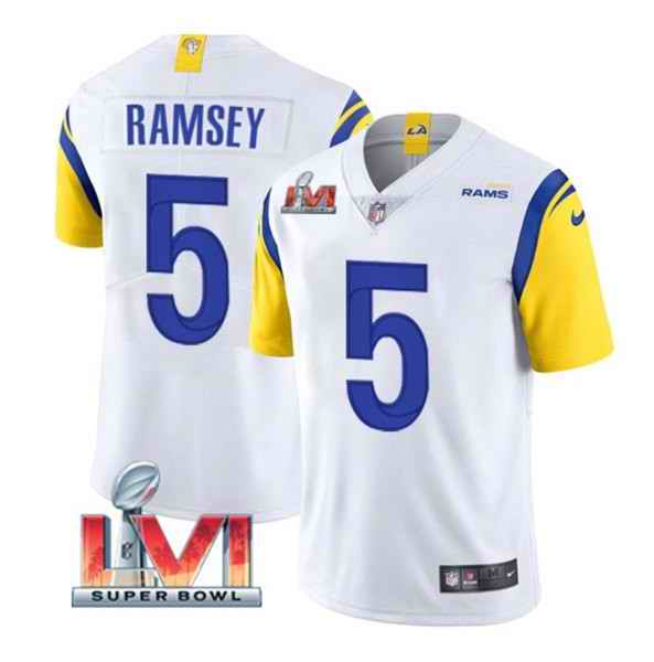 Nike Rams #5 Jalen Ramsey White 2022 Super Bowl LVI Vapor Limited Jersey->los angeles rams->NFL Jersey