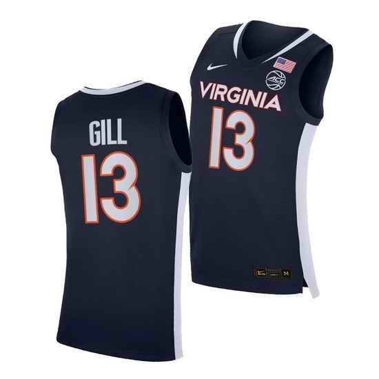 Virginia Cavaliers Anthony Gill Virginia Cavaliers Navy Road Secondary Logo Jersey->virginia cavaliers->NCAA Jersey