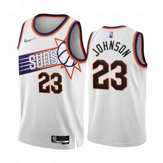 Men's Phoenix Suns #23 Cameron Johnson 2022-23 White 75th Anniversary Association Edition Stitched Jersey->phoenix suns->NBA Jersey