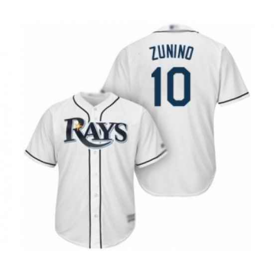 Youth Tampa Bay Rays #10 Mike Zunino Authentic White Home Cool Base Baseball Player Jersey->youth mlb jersey->Youth Jersey