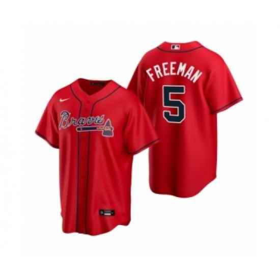 Youth Atlanta Braves #5 Freddie Freeman Nike Red 2020 Alternate Jersey->youth mlb jersey->Youth Jersey