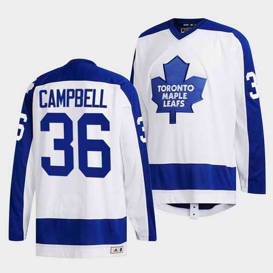 Men Toronto Maple Leafs #36 Jack Campbell White Classics Primary Logo Stitched jersey->toronto maple leafs->NHL Jersey