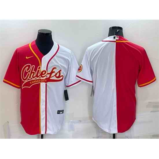 Men Kansas City Chiefs Blank Red White Split With Patch Cool Base Stitched Baseball Jersey->los angeles rams->NFL Jersey