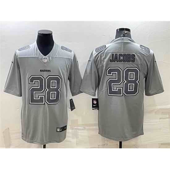 Men Las Vegas Raiders #28 Josh Jacobs Grey Atmosphere Fashion Stitched Jersey->las vegas raiders->NFL Jersey