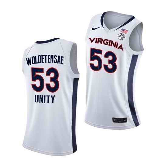 Virginia Cavaliers Tomas Woldetensae Virginia Cavaliers White Unity 2021 New Brand Jersey->virginia cavaliers->NCAA Jersey