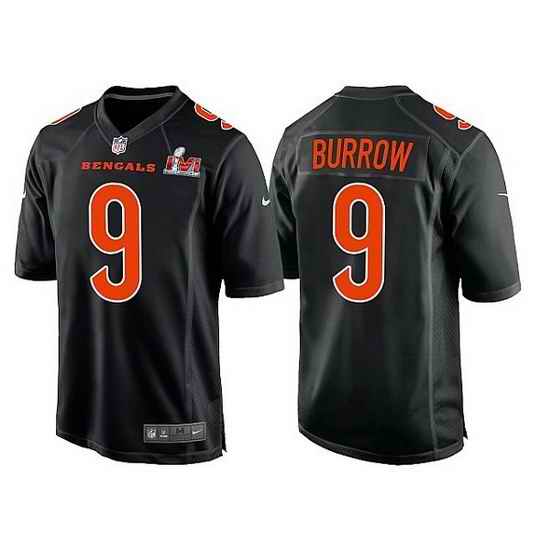 Youth Cincinnati Bengals #9 Joe Burrow 2022 Black Super Bowl LVI Game Stitched Jersey->youth nfl jersey->Youth Jersey