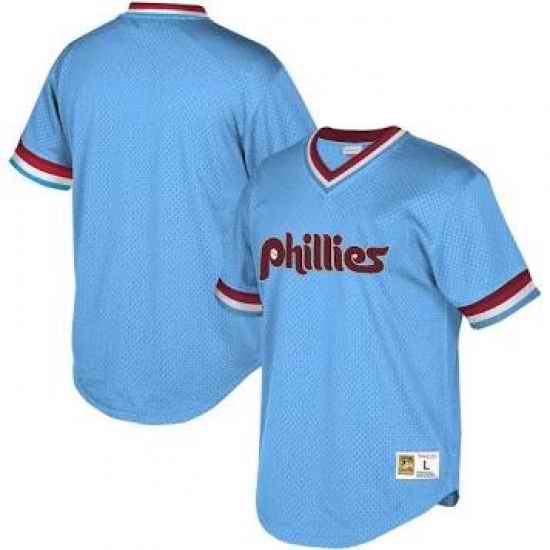 Men Philadelphia Phillies Blank Throwback Jersey Light Blue->philadelphia phillies->MLB Jersey