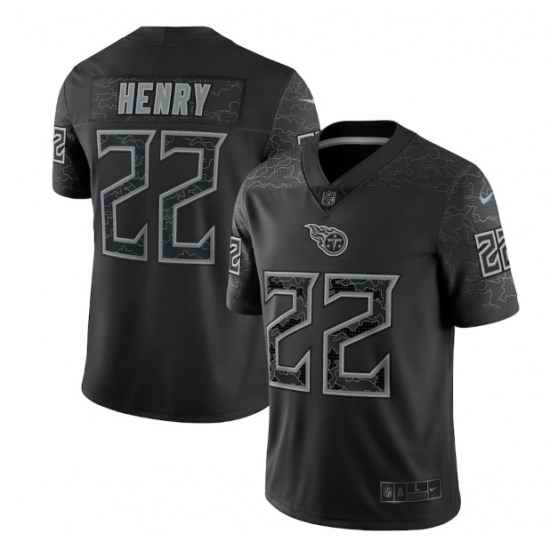Men Tennessee Titans #22 Derrick Henry Black Reflective Limited Stitched Football Jersey->tennessee titans->NFL Jersey