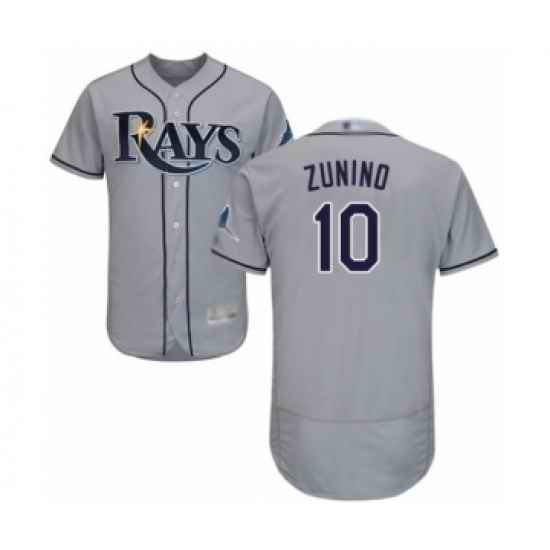 Men's Tampa Bay Rays #10 Mike Zunino Grey Road Flex Base Authentic Collection Baseball Player Jersey->tampa bay rays->MLB Jersey