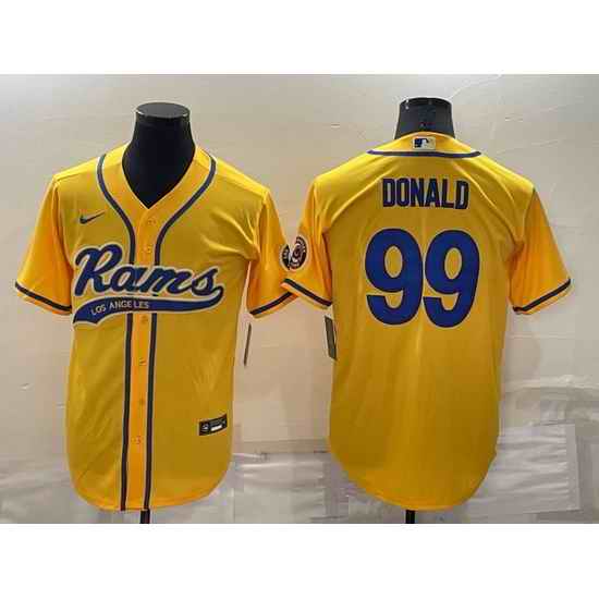 Men Los Angeles Rams #99 Aaron Donald Yellow Cool Base Stitched Baseball Jersey->los angeles rams->NFL Jersey