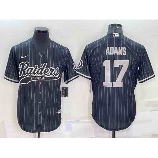 Men Las Vegas Raiders #17 Davante Adams Black With Patch Cool Base Stitched Baseball Jersey->las vegas raiders->NFL Jersey