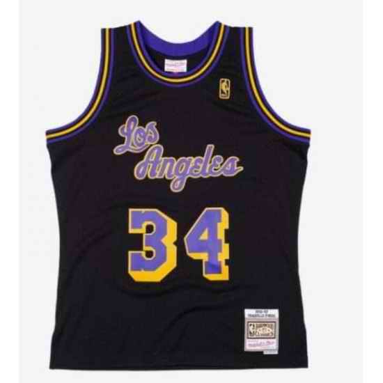 Men Los Angeles Lakers #34 Shaq O Neal Mitchell Ness Jersey->chicago bulls->NBA Jersey