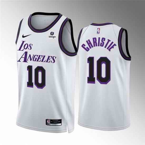 Men Los Angeles Lakers #10 Max Christie White City Edition Stitched Basketball Jersey->los angeles lakers->NBA Jersey
