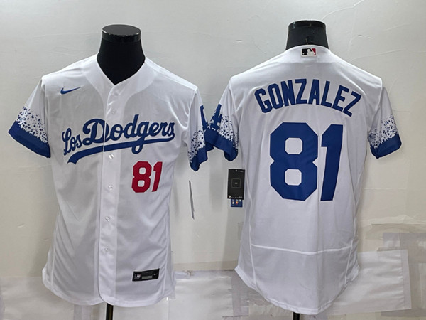 Men's Los Angeles Dodgers #81 Victor Gonzalez White City Connect Flex Base Stitched Baseball Jersey->los angeles dodgers->MLB Jersey