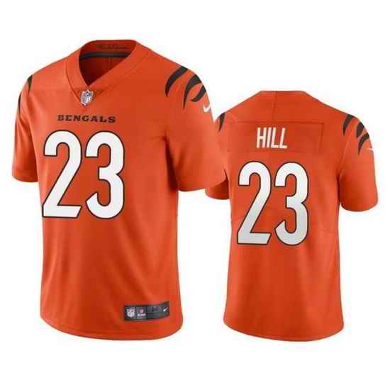 Nike Bengals #23 Daxton Hill Orange 2022 NFL Draft Vapor Untouchable Limited Jerse->hall of fame 50th patch->NFL Jersey