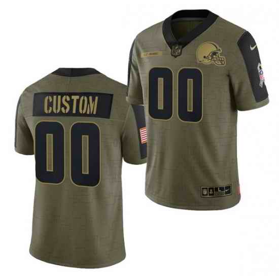 Men Women Youth Toddler  Cleveland Browns ACTIVE PLAYER Custom 2021 Olive Salute To Service Limited->customized nfl jersey->Custom Jersey