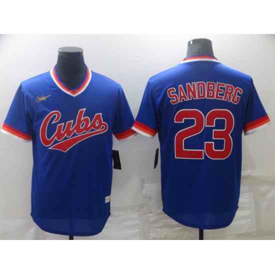 Men's Chicago Cubs #23 Ryne Sandberg Blue Cooperstown Collection Stitched Throwback Jersey->chicago cubs->MLB Jersey