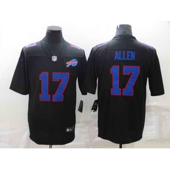 Men's Buffalo Bills #17 Josh Allen Black Nike Throwback Limited Jersey->buffalo bills->NFL Jersey