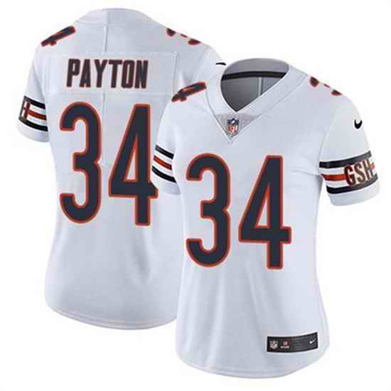 Women Chicago Bears #34 Walter Payton White Vapor Untouchable Limited Stitched Jersey->women nfl jersey->Women Jersey