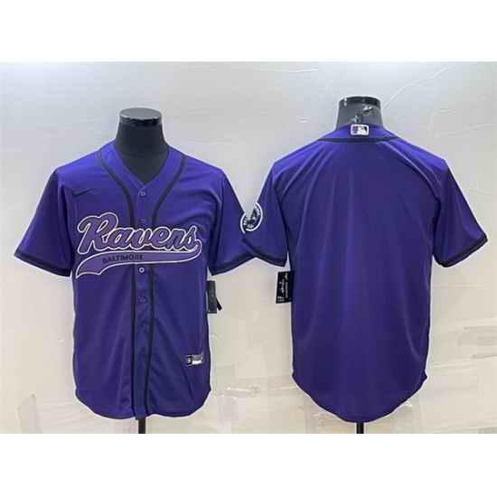 Men Baltimore Ravens Blank Purple With Patch Cool Base Stitched Baseball Jersey->arizona cardinals->NFL Jersey