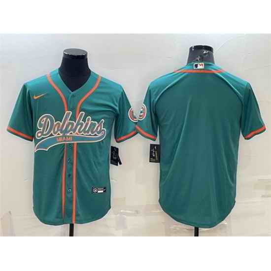 Men Miami Dolphins Blank Aqua With Patch Cool Base Stitched Baseball Jersey->minnesota vikings->NFL Jersey