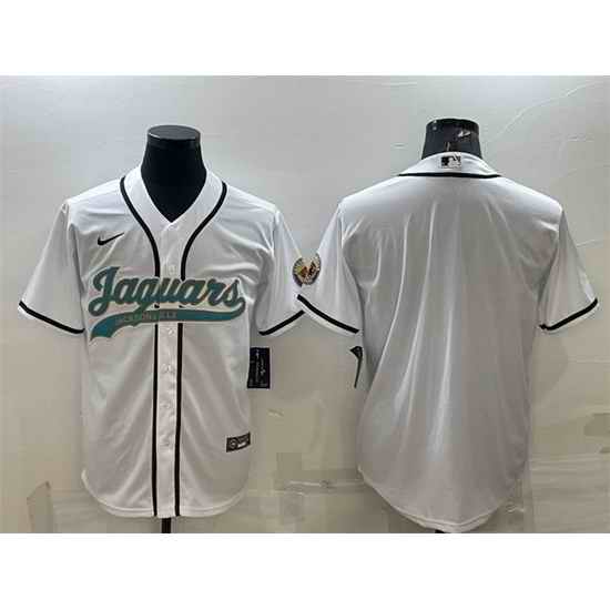 Men Jacksonville Jaguars Blank White With Patch Cool Base Stitched Baseball Jersey->jacksonville jaguars->NFL Jersey