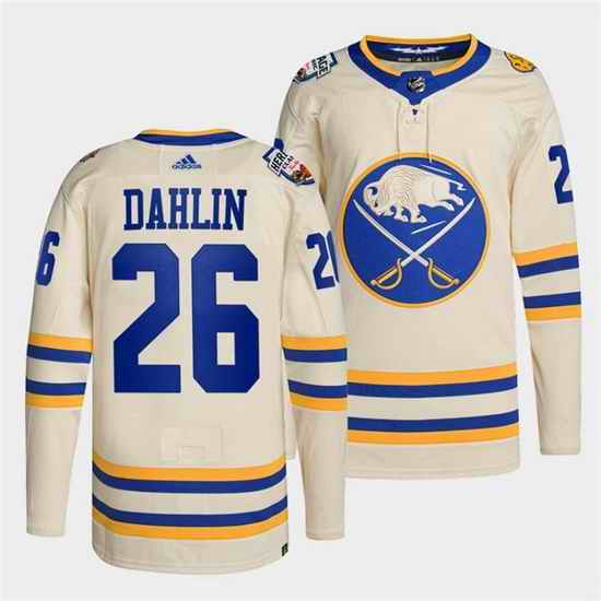 Men Buffalo Sabres #26 Rasmus Dahlin 2022 Cream Heritage Classic Stitched jersey->buffalo sabres->NHL Jersey