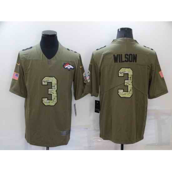 Men's Denver Broncos #3 Russell Wilson Olive With Camo 2017 Salute To Service Stitched NFL Nike Limited Jersey->denver broncos->NFL Jersey