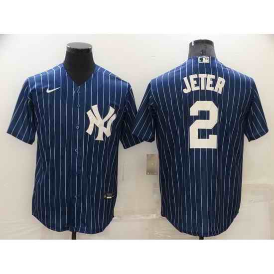 Men New York Yankees #2 Derek Jeter Navy Cool Base MLB Jersey->new york mets->MLB Jersey