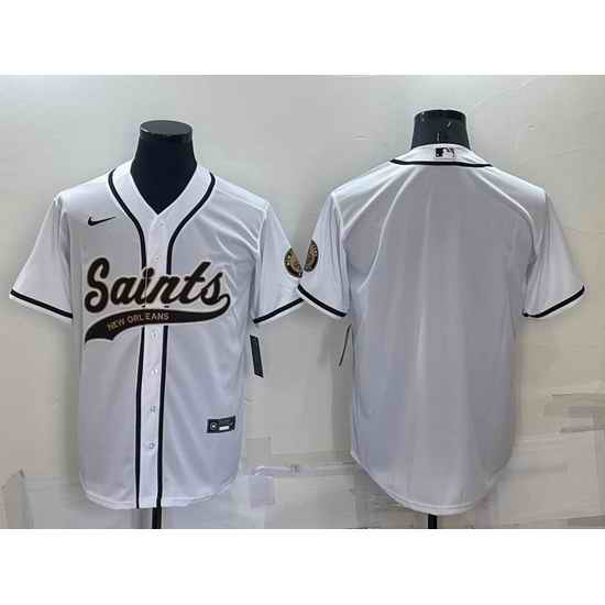 Men New Orleans Saints Blank White Cool Base Stitched Baseball Jersey->new york giants->NFL Jersey