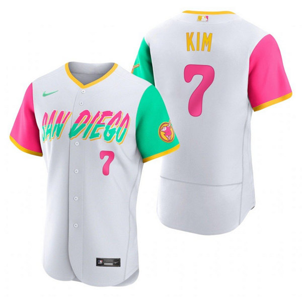 Men's San Diego Padres #7 Ha Seong Kim White 2022 City Connect Flex Base Stitched Baseball Jersey->san diego padres->MLB Jersey