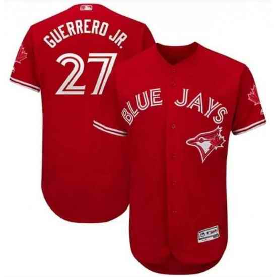 Men Toronto Blue Jays #27 Vladimir Guerrero Jr. Red Cool Base Jersey->toronto blue jays->MLB Jersey