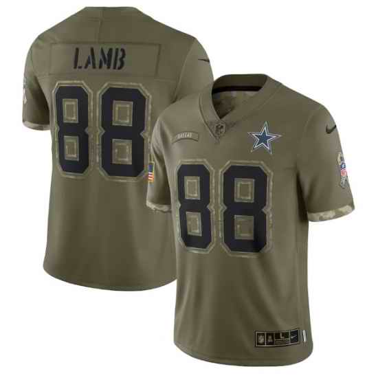 Men Dallas Cowboys #88 CeeDee Lamb Olive 2022 Salute To Service Limited Stitched Jersey->denver broncos->NFL Jersey