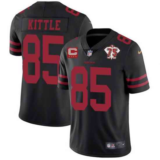 Men's San Francisco 49ers #85 George Kittle 2021 Black With C Patch 75th Anniversary Vapor Untouchable Limited Stitched Jersey->san francisco 49ers->NFL Jersey