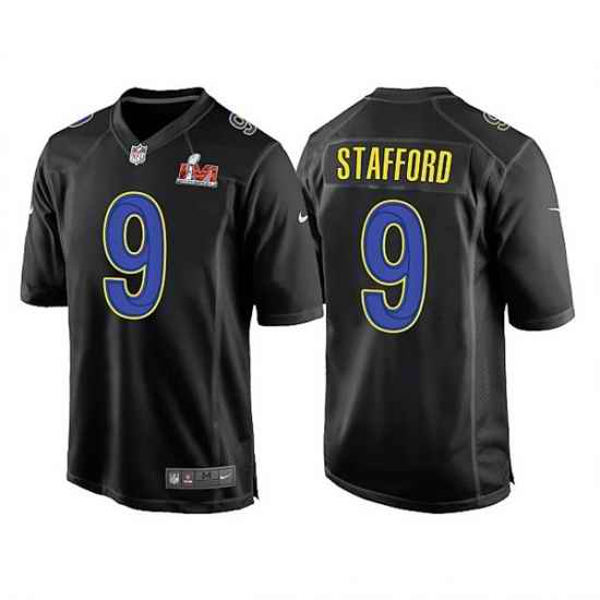 Men Los Angeles Rams #9 Matthew Stafford 2022 Black Super Bowl LVI Game Stitched Jersey->los angeles rams->NFL Jersey