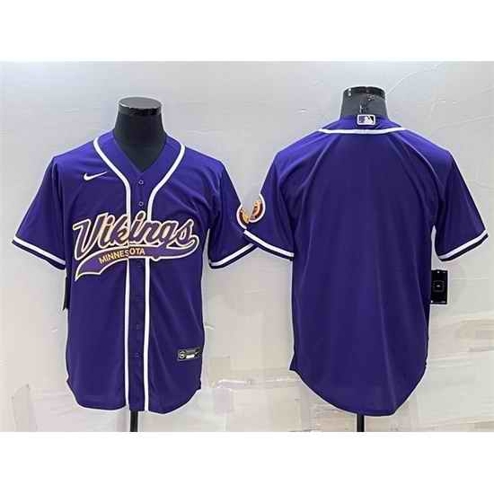 Men Minnesota Vikings Blank Purple With Patch Cool Base Stitched Baseball Jersey->minnesota vikings->NFL Jersey